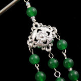 Diamond Shape Filigree Focal w/ Red Agate Tassels Hair Stick