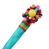 Handmade Thread Wrapped Yak Bone Hair Stick w/ Colorful Chips