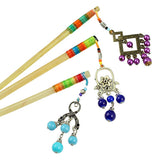 Handmade Thread Wrapped Sheep Horn Hair Stick with Tassel