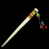 Handmade Thread Wrapped Yak Bone Hair Stick with Tassel
