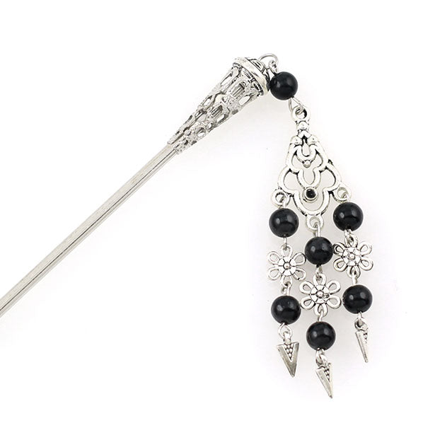 Tribal Style Hair Stick w/ Beads Tassels Blue