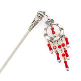 Tribal Style Hair Stick w/ Blue Beads Tassels
