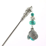 Tribal Style Hair Stick w/ Blue Beads