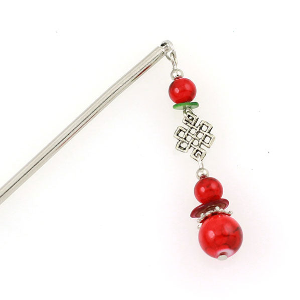 Tribal Style Black Beads Tassel Hair Stick