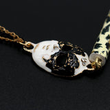 White Chopstick Hair Stick with Mask and Black Feather Tassels