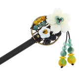 Wood Stick with Round Metal Piece Shell Flowers and Beaded Tassels