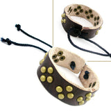 Handmade Leather Bracelet with Rivets and Hemp 0.75