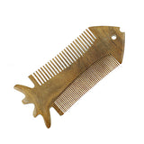 Crystalmood Seamless Lignum-vitae Wood Regular & Fine-Tooth 2 Sides Pocket Hair Comb Fish