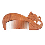 Rosewood Seamless Pocket Hair Comb with Carved Rose Handle