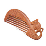 Rosewood Seamless Pocket Hair Comb with Carved Rose Handle