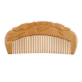 Seamless Peachwood Dome Pocket Hair Comb w/ Embossed Lotus Carvings