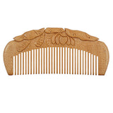 Seamless Peachwood Dome Pocket Hair Comb w/ Embossed Lotus Carvings
