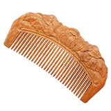Rosewood Seamless Carved Flower and Leaves Dome Pocket Hair Comb