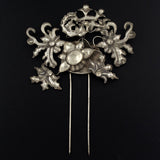Handmade Miao Filigreed Floral Costume 2-Prong Hair Stick