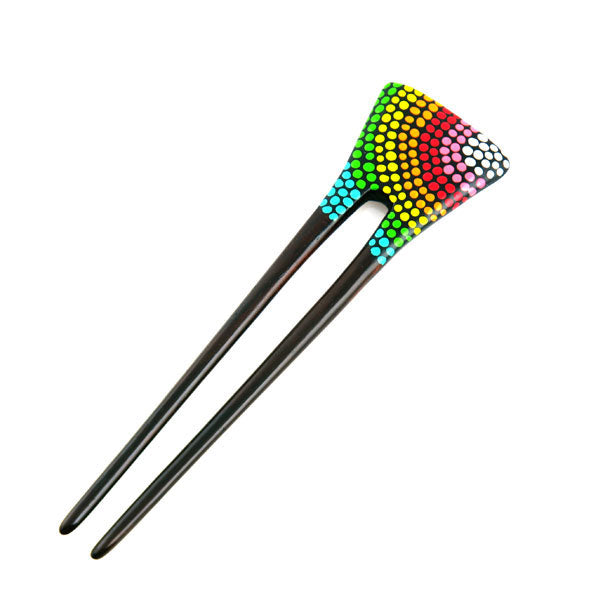 Handmade Teakwood 2-Prong Color Lacquered Hair Stick