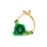 Handmade Raffia Grass and Ploymer Flower Ring