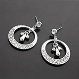 Swarovski Rhinestone Silver Circle Bridal Pin-back Earrings
