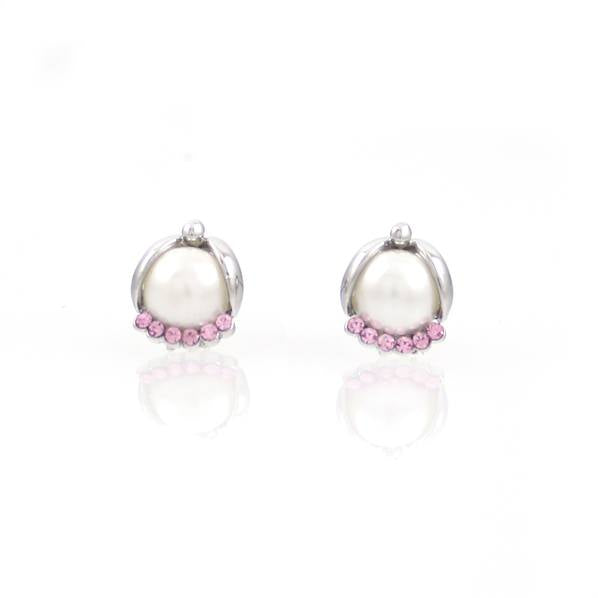 Czech Rhinestone Pearl Earstuds Pink