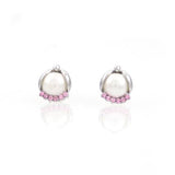 Czech Rhinestone Pearl Earstuds Pink