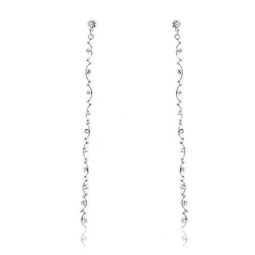 LUX Swarovski Rhinestone Long Earrings White