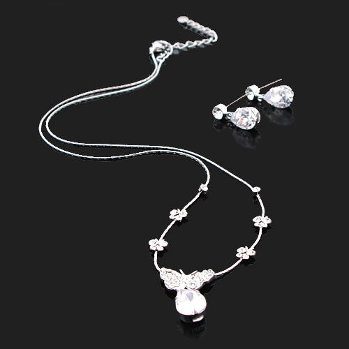 LUX Swarovski Rhinestone Butterflies Necklace Earrings Set