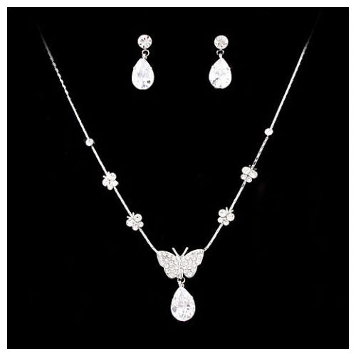 LUX Swarovski Rhinestone Butterflies Necklace Earrings Set