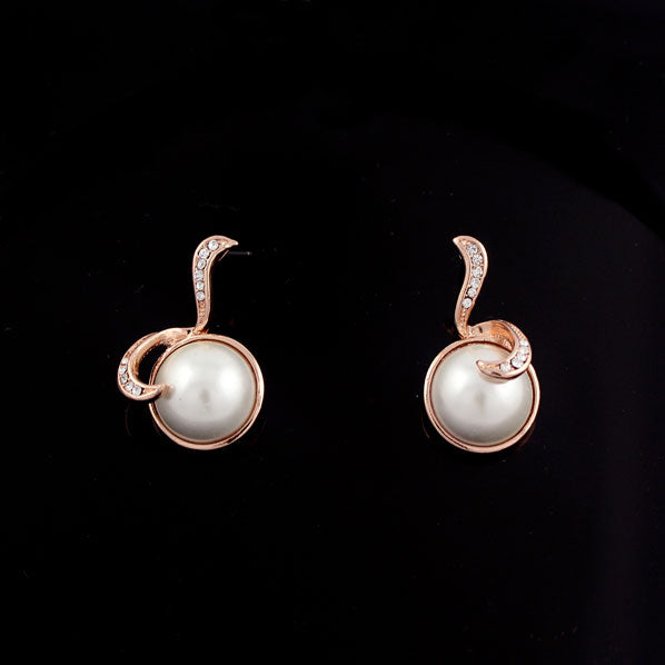 LUX Rose Gold Pearl Pendant Necklace Set with Swarovski Rhinestones