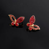 LUX Red Swarovski Rhinestone Butterfly Necklace Earrings Set