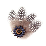 Floral Guinea Fowl Feather Hair Clip & Brooch White