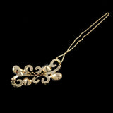 LUX Clear Swarovski Rhinestone Propitious Cloud Gold Finish Hair Clip