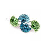 LUX Blue Green Swarovski Rhinestone Half Round Hair Clip