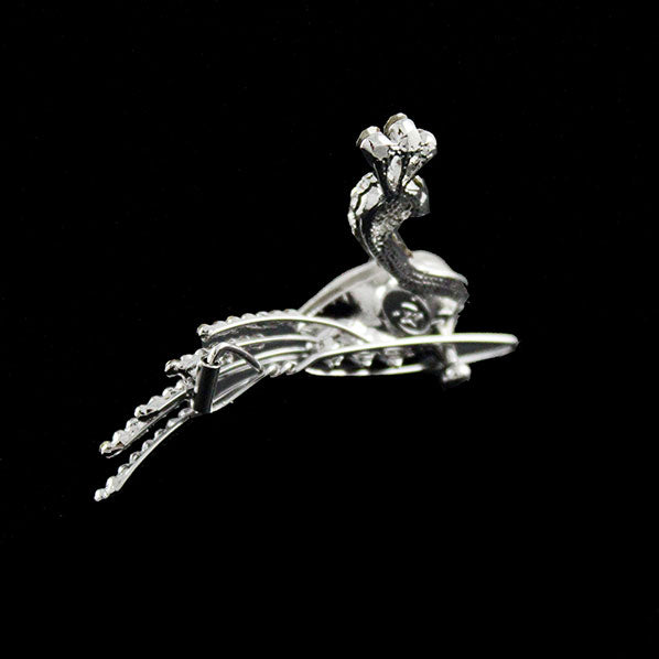 LUX Silver Finish Swarovski Rhinestone Peacock Hair Clip Clear