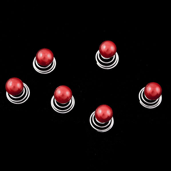 Red Glass Pearl Spiral Bridal Hair Pin (Set of 6)