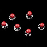 Red Glass Pearl Spiral Bridal Hair Pin (Set of 6)