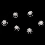 Rhinestone Flower with Glass Pearl Center Spiral Bridal Hair Pin (Set of 6)
