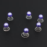 Glass Pearl Spiral Bridal Hair Pin Violet (Set of 6)