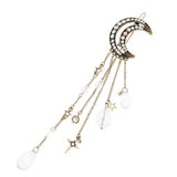 Crecent Moon Rhinestone Hair Clip with Beads Tassels (pc)