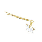 Gold Finish Black Enamel Unicorn Hair Clip (pc)