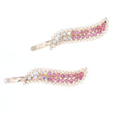 Rhinestone Wave Gold Finish Hair Clip (Pair)