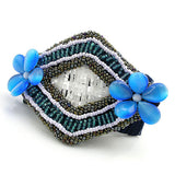 Hand Beaded Hair Clamp Diamond Shape with Flowers