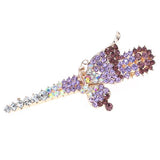 Gold Finish Rhinestone Side Butterfly Alligator Clip Hair Claw Purple