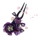 Handmade Fabric Flower 2-Prong Hair Fork Purple