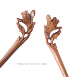 CrystalMood Handmade Carved Wood Hair Stick Yulan 6.75" Lignum-vitae