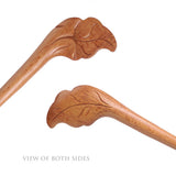 CrystalMood Handmade Carved Wood Hair Stick Leaf 6.5" Lignum-vitae