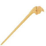 CrystalMood Handmade Carved Wood Hair Stick Leaf 7.25" Ebony
