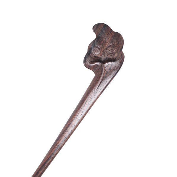 CrystalMood Handmade Carved Wood Hair Stick Leaf