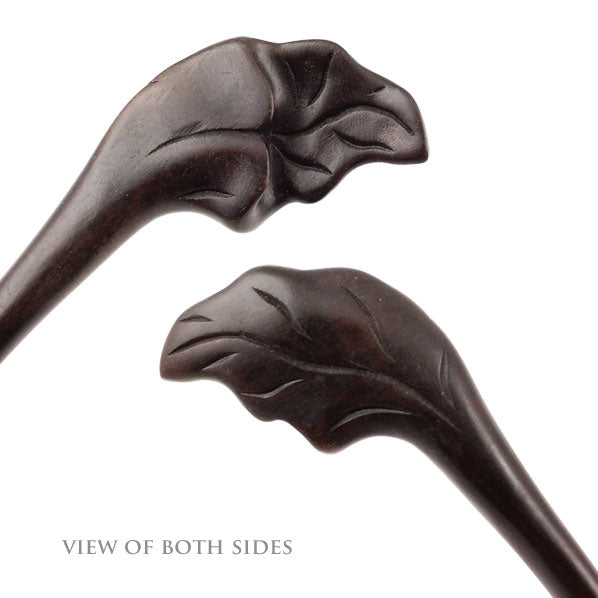 CrystalMood Handmade Carved Wood Hair Stick Leaf