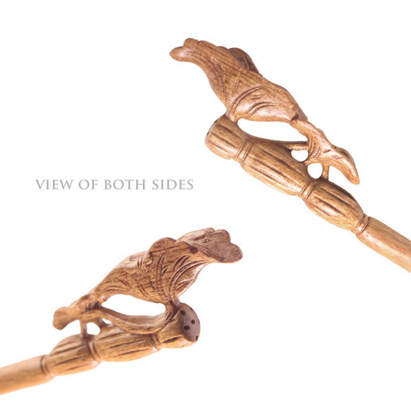 CrystalMood Handmade Carved Wood Hair Stick Lotus