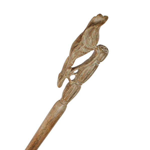 CrystalMood Handmade Carved Wood Hair Stick Lotus
