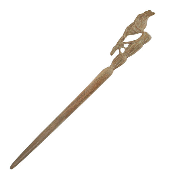 CrystalMood Handmade Carved Wood Hair Stick Lotus